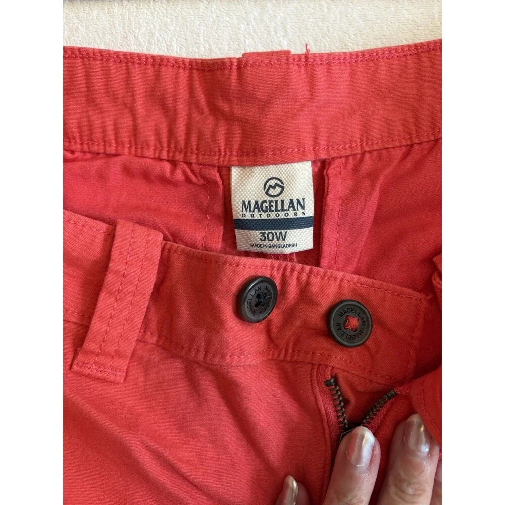 Magellan Outdoors Men’s 30W Red Chino Casual Shorts Cotton Stretch Flat Front